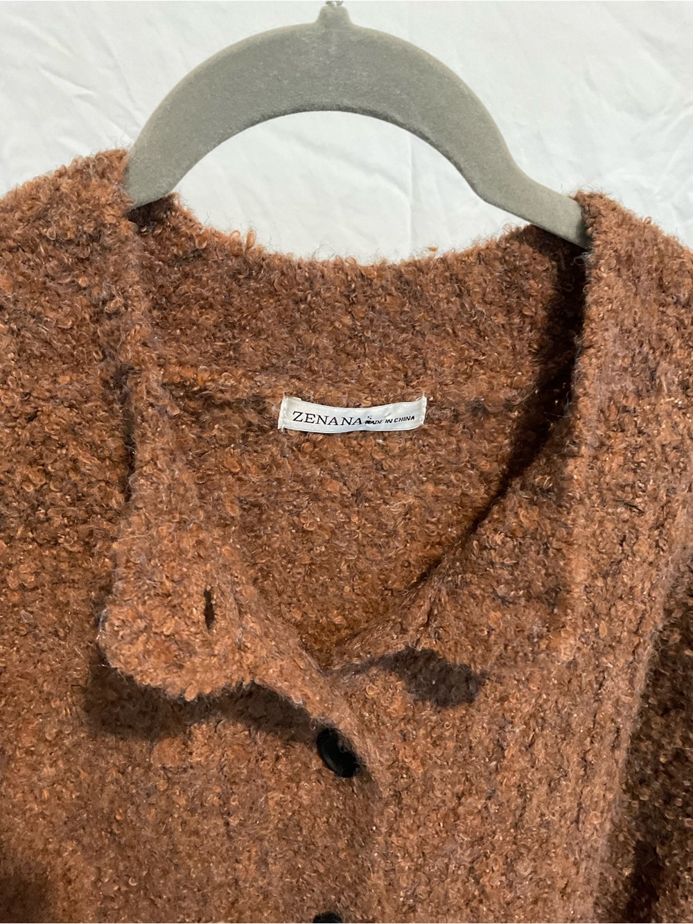 Cozy Zenana Bouclé Button-Up Women's Sweater Small - Picture 3 of 4